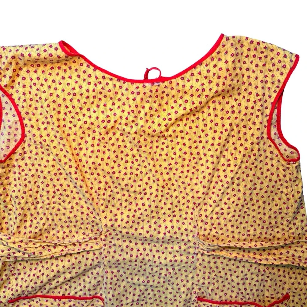 1940s Wrap Apron Vintage Hooverette Yellow & Red Floral WWII Era Retro Farmhouse
